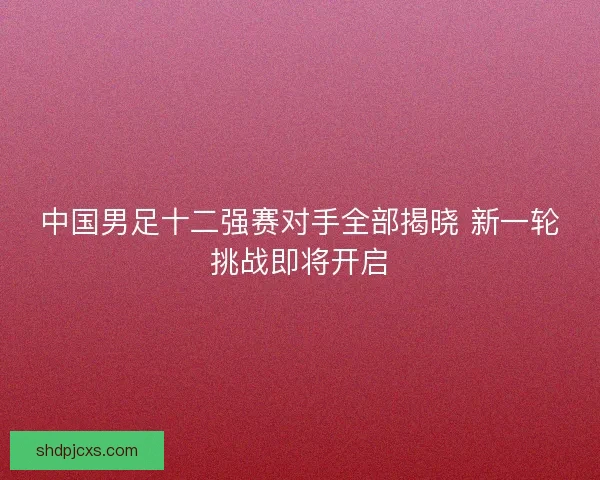 中国男足十二强赛对手全部揭晓 新一轮挑战即将开启