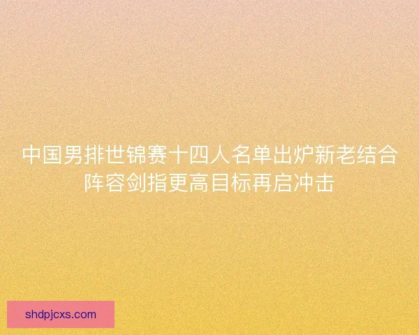 中国男排世锦赛十四人名单出炉新老结合阵容剑指更高目标再启冲击