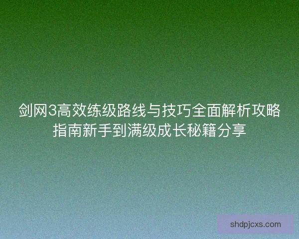 剑网3高效练级路线与技巧全面解析攻略指南新手到满级成长秘籍分享