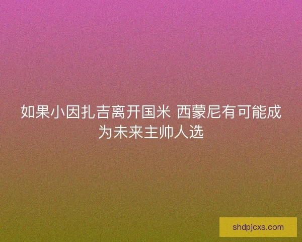 如果小因扎吉离开国米 西蒙尼有可能成为未来主帅人选
