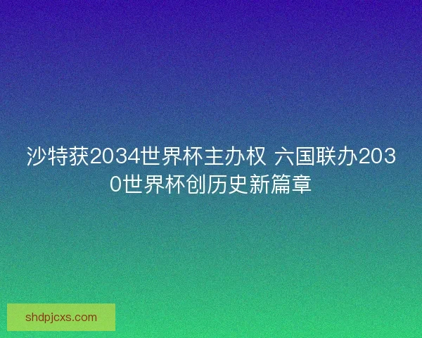沙特获2034世界杯主办权 六国联办2030世界杯创历史新篇章